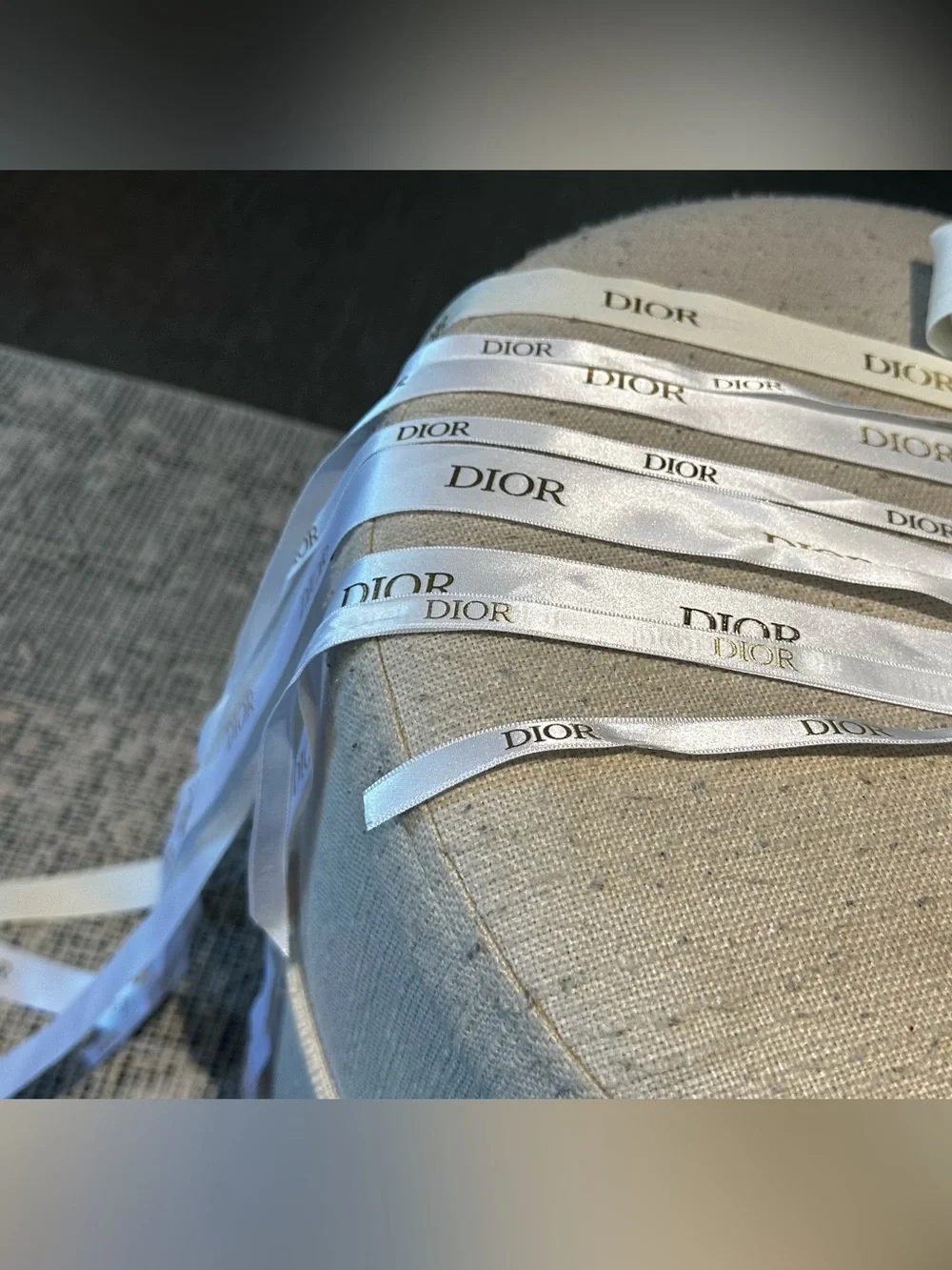 Authentic Dior White Satin gift Ribbons with 3 Gold Star Tags